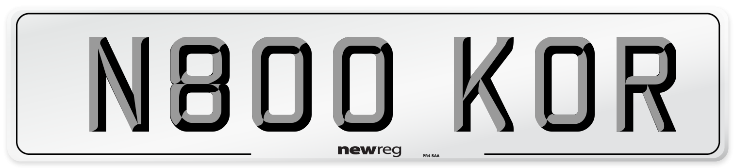 N800 KOR Number Plate from New Reg